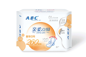 ABC亲柔立围量多日用轻透薄棉柔表层卫生巾8片（含KMS健康配方）