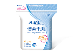ABC日用纤薄倍柔干爽网面卫生巾8片-A13