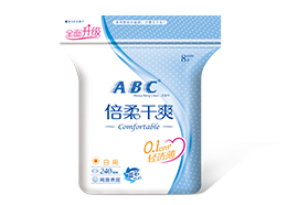 ABC日用轻透薄倍柔干爽网面卫生巾8片-A17
