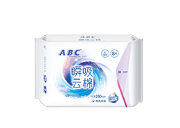 ABC夜用纤薄棉柔表层卫生巾(瞬吸云棉)280mm 8片